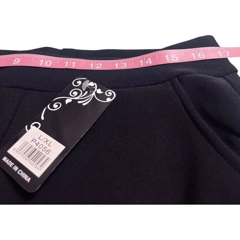 Elegant Black Embellished Winter Straight Pants - Picture 10 of 12